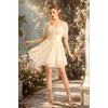 image:imageScarlet Darkness Women Renaissance Dress Mini Short Sleeve Fairy Costume  Flowy with Pockets DoubleLayer Hem ALine Suitable for Ren Faire Cosplay CasualCream