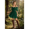 image:imageScarlet Darkness Women Renaissance Dress Mini Short Sleeve Fairy Costume  Flowy with Pockets DoubleLayer Hem ALine Suitable for Ren Faire Cosplay CasualDark Green