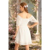 image:imageScarlet Darkness Women Renaissance Dress Mini Short Sleeve Fairy Costume  Flowy with Pockets DoubleLayer Hem ALine Suitable for Ren Faire Cosplay CasualIvory White