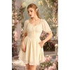 image:imageScarlet Darkness Women Renaissance Dress Mini Short Sleeve Fairy Costume  Flowy with Pockets DoubleLayer Hem ALine Suitable for Ren Faire Cosplay CasualCream