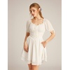 image:imageScarlet Darkness Women Renaissance Dress Mini Short Sleeve Fairy Costume  Flowy with Pockets DoubleLayer Hem ALine Suitable for Ren Faire Cosplay CasualIvory White