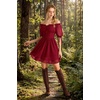 image:imageScarlet Darkness Women Renaissance Dress Mini Short Sleeve Fairy Costume  Flowy with Pockets DoubleLayer Hem ALine Suitable for Ren Faire Cosplay CasualDark Red