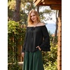 image:imageScarlet Darkness Women Renaissance Shirt Off Shoulder Pirate Tops  Ruffle Bell Sleeve Casual Loose Fit Medieval Pirate CostumeBlack