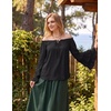 image:imageScarlet Darkness Women Renaissance Shirt Off Shoulder Pirate Tops  Ruffle Bell Sleeve Casual Loose Fit Medieval Pirate CostumeBlack