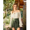 image:imageScarlet Darkness Women Renaissance Shirt Off Shoulder Pirate Tops  Ruffle Bell Sleeve Casual Loose Fit Medieval Pirate CostumeOyster White