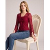 image:imageScarlet Darkness Womens Bell Sleeve Lace Tops Gothic Boho Y2K Mesh Shirt  Flowy Long Sleeve Blouses Fitted Sheer Shirt Fall Outfits for Going Out ClubDark Wine