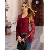 image:imageScarlet Darkness Womens Bell Sleeve Lace Tops Gothic Boho Y2K Mesh Shirt  Flowy Long Sleeve Blouses Fitted Sheer Shirt Fall Outfits for Going Out ClubDark Wine