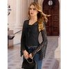 image:imageScarlet Darkness Womens Bell Sleeve Lace Tops Gothic Boho Y2K Mesh Shirt  Flowy Long Sleeve Blouses Fitted Sheer Shirt Fall Outfits for Going Out ClubBlack