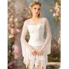 image:imageScarlet Darkness Womens Bell Sleeve Lace Tops Gothic Boho Y2K Mesh Shirt  Flowy Long Sleeve Blouses Fitted Sheer Shirt Fall Outfits for Going Out ClubIvory White