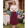 image:imageScarlet Darkness Womens Chiffon Maxi Skirts Renaissance Skirt with Pockets  Elastic High Waist ALine Long Flowy Tiered Skirts for Summer Casual Beach Vacation Ren Faire Cosplay CostumeDark Red