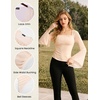 image:imageScarlet Darkness Womens Mesh Top 2026 Long Sleeve Renaissance Blouses  Sheer Bell Sleeves Peasant Tops Lace Square Neck Side Waist Ruched Slim Fit Dressy Casual Dating Party Daily OutfitsApricot