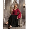 image:imageScarlet Darkness Womens Mesh Top 2026 Long Sleeve Renaissance Blouses  Sheer Bell Sleeves Peasant Tops Lace Square Neck Side Waist Ruched Slim Fit Dressy Casual Dating Party Daily OutfitsWine