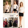 image:imageScarlet Darkness Womens Mesh Top 2026 Long Sleeve Renaissance Blouses  Sheer Bell Sleeves Peasant Tops Lace Square Neck Side Waist Ruched Slim Fit Dressy Casual Dating Party Daily OutfitsApricot