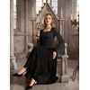 image:imageScarlet Darkness Womens Mesh Top 2026 Long Sleeve Renaissance Blouses  Sheer Bell Sleeves Peasant Tops Lace Square Neck Side Waist Ruched Slim Fit Dressy Casual Dating Party Daily OutfitsBlack