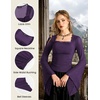 image:imageScarlet Darkness Womens Mesh Top 2026 Long Sleeve Renaissance Blouses  Sheer Bell Sleeves Peasant Tops Lace Square Neck Side Waist Ruched Slim Fit Dressy Casual Dating Party Daily OutfitsDeep Purple