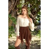 image:imageScarlet Darkness Womens Mini Skirts Renaissance Boho Tiered Layers Skort  Asymmetrical Hem Elastic Waist Ruffle Skort Flowy Y2k Fairy Goth Rave Outfits Country Concert Outfits CasualBrown Orange