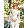 image:imageScarlet Darkness Womens Off The Shoulder Tops Lace Y2K Fall Going Out Tops  Sheer Lace Bell Sleeves Ruched Waist Dressy Casual Tops 2026White