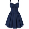 image:imageScarlet Darkness Lace Corset Mini Dress with Pocket Women Teens Grad Outfit  Lace Trim Mini Sundress with Adjustable Straps Ruched Sweetheart Bust Lace Panel Corset Waist Lightweight FabricNavy