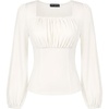 image:imageScarlet Darkness Peasant Blouses for Women Long Sleeve Renaissance Shirts  Square Neck Lace Trim Ruched Flare Long Sleeve Top Empire Waist Slim Fit Ren Faires Medieval Party Daily Vintage OutfitsIvory White