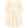 image:imageScarlet Darkness Renaissance Dress Women Off Shoulder Pirate Fairy Costume  For Halloween Ren Faire Medieval Theme Party Pockets Long Sleeves Corset Waist Chiffon Suitable for Adult LadiesBeige