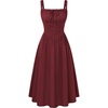 image:imageScarlet Darkness Women Corset Midi Dress Homecoming Cocktail Party Sundress  Sleeveless Square Neckline Back Lace Up Adjustable Tie Strap Ren Fair Costume for Graduation Formal with PocketsWine Red