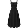 image:imageScarlet Darkness Women Corset Midi Dress Homecoming Cocktail Party Sundress  Sleeveless Square Neckline Back Lace Up Adjustable Tie Strap Ren Fair Costume for Graduation Formal with PocketsBlack