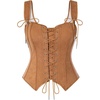 image:imageScarlet Darkness Women Renaissance Corset Tops Western Cowgirl Outfits  Vintage Suede Lace Up for Ren Faire Country Concert Outfits Pirate CostumeBrown Orange