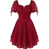 image:imageScarlet Darkness Women Renaissance Dress Mini Short Sleeve Fairy Costume  Flowy with Pockets DoubleLayer Hem ALine Suitable for Ren Faire Cosplay CasualDark Red