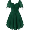 image:imageScarlet Darkness Women Renaissance Dress Mini Short Sleeve Fairy Costume  Flowy with Pockets DoubleLayer Hem ALine Suitable for Ren Faire Cosplay CasualDark Green