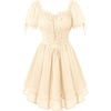 image:imageScarlet Darkness Women Renaissance Dress Mini Short Sleeve Fairy Costume  Flowy with Pockets DoubleLayer Hem ALine Suitable for Ren Faire Cosplay CasualCream
