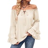 image:imageScarlet Darkness Women Renaissance Shirt Off Shoulder Pirate Tops  Ruffle Bell Sleeve Casual Loose Fit Medieval Pirate CostumeOyster White