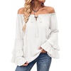 image:imageScarlet Darkness Women Renaissance Shirt Off Shoulder Pirate Tops  Ruffle Bell Sleeve Casual Loose Fit Medieval Pirate CostumeWhite