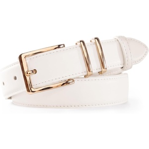 image:imageScarlet Darkness Women Leather Belt with Gold Buckle Vintage Waist Belts  Genuine Leather Fashion Elegant Style Versatile for Jeans DressesIvory White