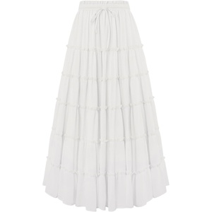 image:imageScarlet Darkness Womens Chiffon Maxi Skirts Renaissance Skirt with Pockets  Elastic High Waist ALine Long Flowy Tiered Skirts for Summer Casual Beach Vacation Ren Faire Cosplay CostumeWhite