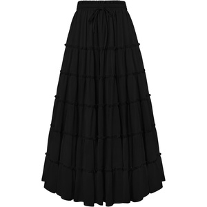 image:imageScarlet Darkness Womens Chiffon Maxi Skirts Renaissance Skirt with Pockets  Elastic High Waist ALine Long Flowy Tiered Skirts for Summer Casual Beach Vacation Ren Faire Cosplay CostumeBlack