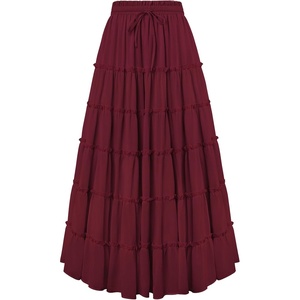 image:imageScarlet Darkness Womens Chiffon Maxi Skirts Renaissance Skirt with Pockets  Elastic High Waist ALine Long Flowy Tiered Skirts for Summer Casual Beach Vacation Ren Faire Cosplay CostumeDark Red
