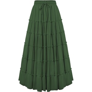 image:imageScarlet Darkness Womens Chiffon Maxi Skirts Renaissance Skirt with Pockets  Elastic High Waist ALine Long Flowy Tiered Skirts for Summer Casual Beach Vacation Ren Faire Cosplay CostumeEden Green