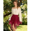 image:imageScarlet Darkness Lace Mini Skirts for Women Renaissance Boho Short Skirt  Y2k High Waisted Asymmetrical Ruffle Hem for Country Concert Music Festival Ren Faire Pirate Costume WomenRed