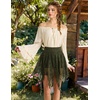 image:imageScarlet Darkness Lace Mini Skirts for Women Renaissance Boho Short Skirt  Y2k High Waisted Asymmetrical Ruffle Hem for Country Concert Music Festival Ren Faire Pirate Costume WomenArmy Green