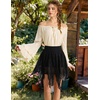 image:imageScarlet Darkness Lace Mini Skirts for Women Renaissance Boho Short Skirt  Y2k High Waisted Asymmetrical Ruffle Hem for Country Concert Music Festival Ren Faire Pirate Costume WomenBlack