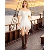 image:imageScarlet Darkness Lace Mini Skirts for Women Renaissance Boho Short Skirt  Y2k High Waisted Asymmetrical Ruffle Hem for Country Concert Music Festival Ren Faire Pirate Costume WomenWhite