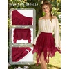 image:imageScarlet Darkness Lace Mini Skirts for Women Renaissance Boho Short Skirt  Y2k High Waisted Asymmetrical Ruffle Hem for Country Concert Music Festival Ren Faire Pirate Costume WomenRed