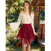 image:imageScarlet Darkness Lace Mini Skirts for Women Renaissance Boho Short Skirt  Y2k High Waisted Asymmetrical Ruffle Hem for Country Concert Music Festival Ren Faire Pirate Costume WomenRed