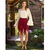 image:imageScarlet Darkness Lace Mini Skirts for Women Renaissance Boho Short Skirt  Y2k High Waisted Asymmetrical Ruffle Hem for Country Concert Music Festival Ren Faire Pirate Costume WomenRed
