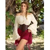 image:imageScarlet Darkness Lace Mini Skirts for Women Renaissance Boho Short Skirt  Y2k High Waisted Asymmetrical Ruffle Hem for Country Concert Music Festival Ren Faire Pirate Costume WomenRed