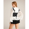 image:imageScarlet Darkness Women Renaissance Corset Tops Medieval Jacquard Bustier  Fishboned Lace Up Exquisite Floral for Ren Faire Peasant Pirate Cosplay CostumeSilver Black