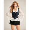 image:imageScarlet Darkness Women Renaissance Corset Tops Medieval Jacquard Bustier  Fishboned Lace Up Exquisite Floral for Ren Faire Peasant Pirate Cosplay CostumeBlue Black