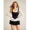 image:imageScarlet Darkness Women Renaissance Corset Tops Medieval Jacquard Bustier  Fishboned Lace Up Exquisite Floral for Ren Faire Peasant Pirate Cosplay CostumeRed Black
