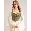 image:imageScarlet Darkness Women Renaissance Corset Tops Medieval Jacquard Bustier  Fishboned Lace Up Exquisite Floral for Ren Faire Peasant Pirate Cosplay CostumeGreen Bird