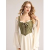 image:imageScarlet Darkness Women Renaissance Corset Tops Medieval Jacquard Bustier  Fishboned Lace Up Exquisite Floral for Ren Faire Peasant Pirate Cosplay CostumeGreen Bird